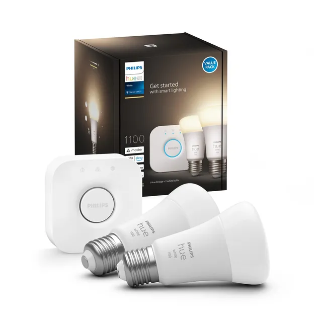 philips-hue-white-e27-2er-starter-set-2x-smarte-led-lampe-1050-lm-75w-warmwei-bi image 1