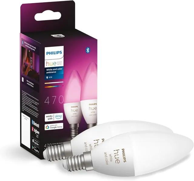 philips-hue-white-color-ambiance-e14-led-lampe-2er-pack-16-mio-farben-bluetooth- image 1