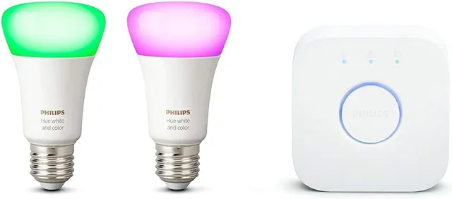 philips-hue-white-color-ambiance-2x-e27-led-starter-set-inkl-hue-bridge-und-dimm image 1