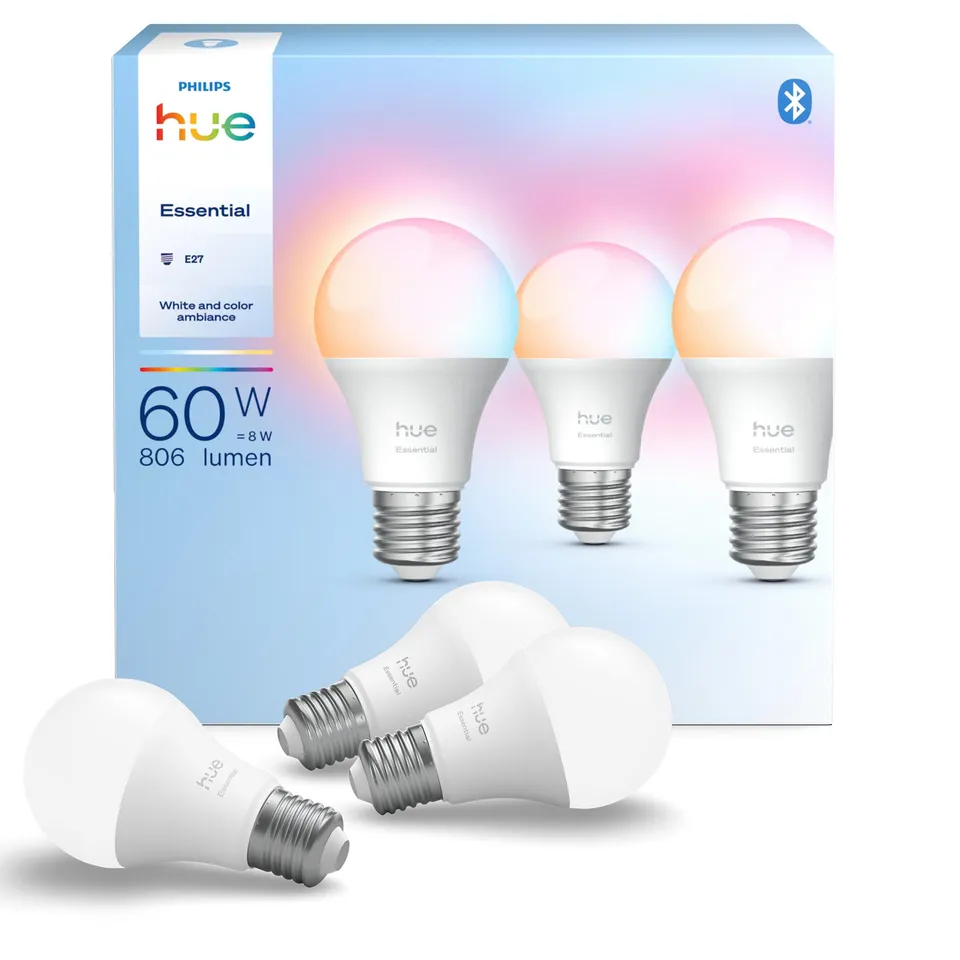 philips-hue-essential-smart-lampe-e27-white-and-color-ambiance-806-lm-3er-pack-b image 1