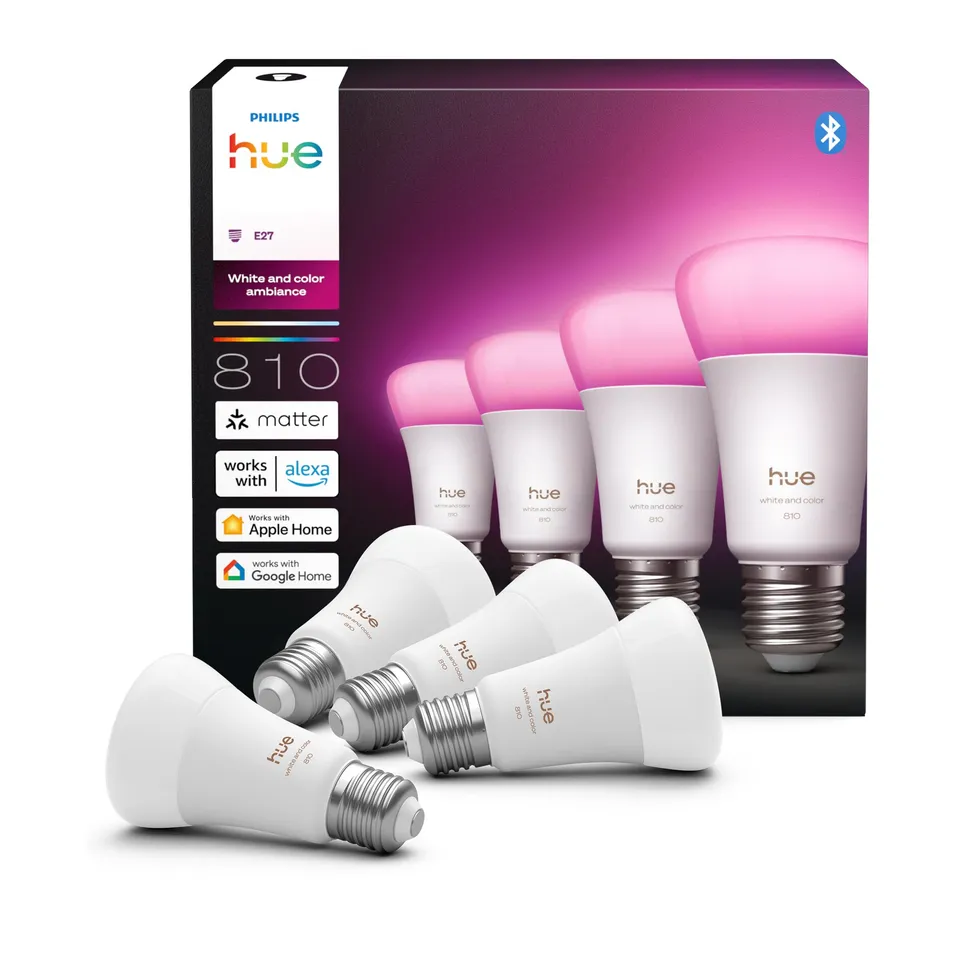 philips-hue-white-color-ambiance-a60-smart-led-lampe-4er-pack-e27-6w-810-lumen-v image 1