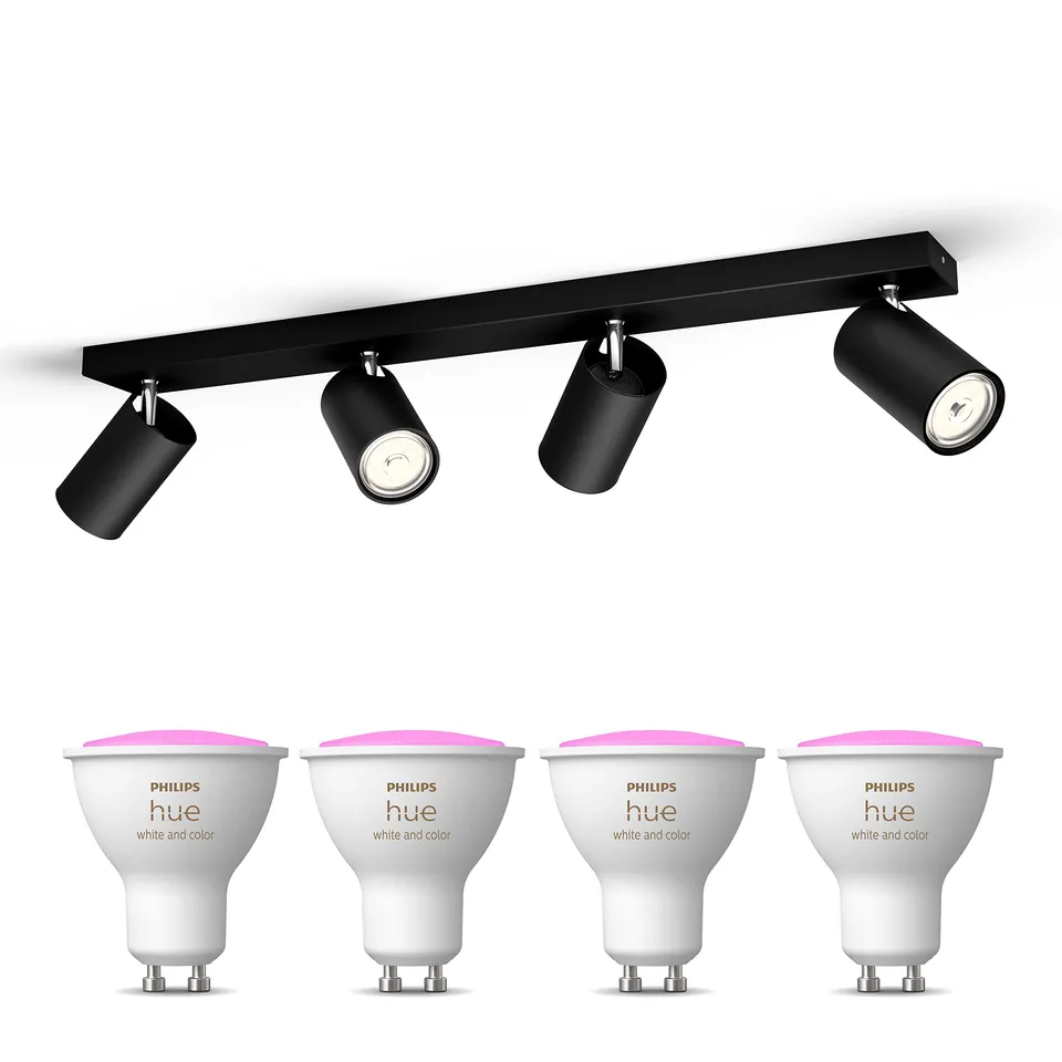 philips-hue-kosipo-aufbaustrahler-4-flammig-schwarz-gu10-white-and-color-ambianc image 1