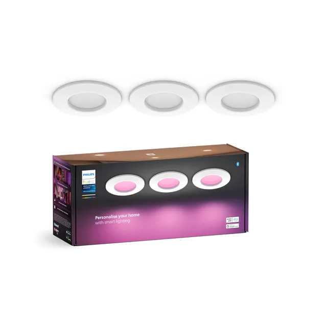 philips-hue-smart-slim-einbauleuchte-3er-pack-90-mm-wei-farbiges-licht-bluetooth image 1