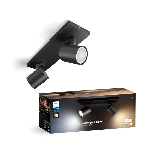philips-hue-white-ambiance-runner-2er-spot-schwarz-2x5w-gu10-inkl-dimmschalter-d image 1