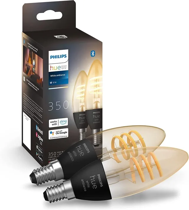 philips-hue-white-ambiance-filament-e14-led-kerzenlampe-2er-pack-350-lm-dimmbar- image 1