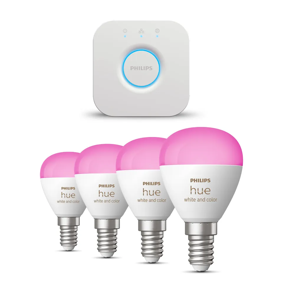 philips-hue-starterpaket-e14-4-kugel-led-lampen-white-and-color-ambiance-hue-bri image 1