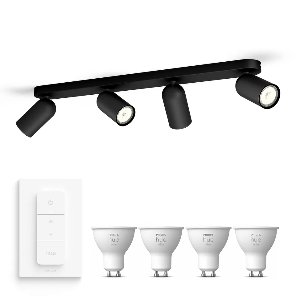philips-hue-pongee-aufbaustrahler-schwarz-4-flammig-gu10-warmwei-inkl-hue-dimmsc image 1