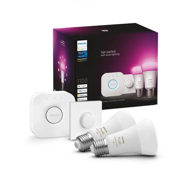 philips-hue-white-color-ambiance-starter-set-2x-e27-lampe-1-100-lm-smart-button- image 1