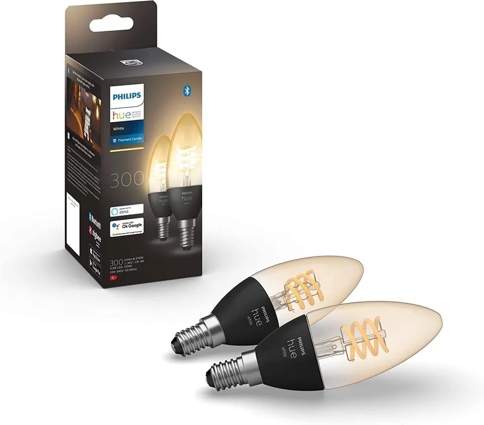 philips-hue-white-e14-kerze-filament-doppelpack-2-300-lm-dimmbare-warmwei-e-smar image 1
