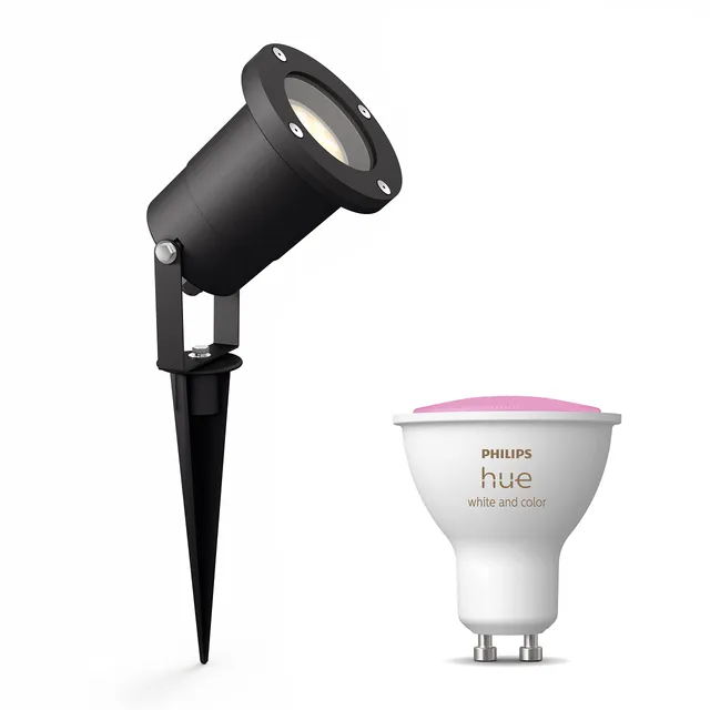 philips-hue-puled-gartenstrahler-schwarz-gu10-white-and-color-ambiance-outdoor-s image 1