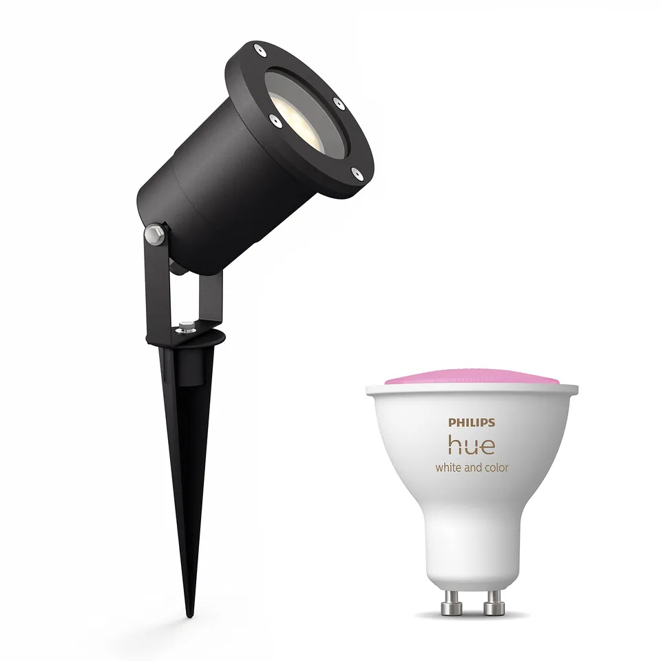 philips-hue-puled-gartenstrahler-schwarz-gu10-white-and-color-ambiance-outdoor-s image 1