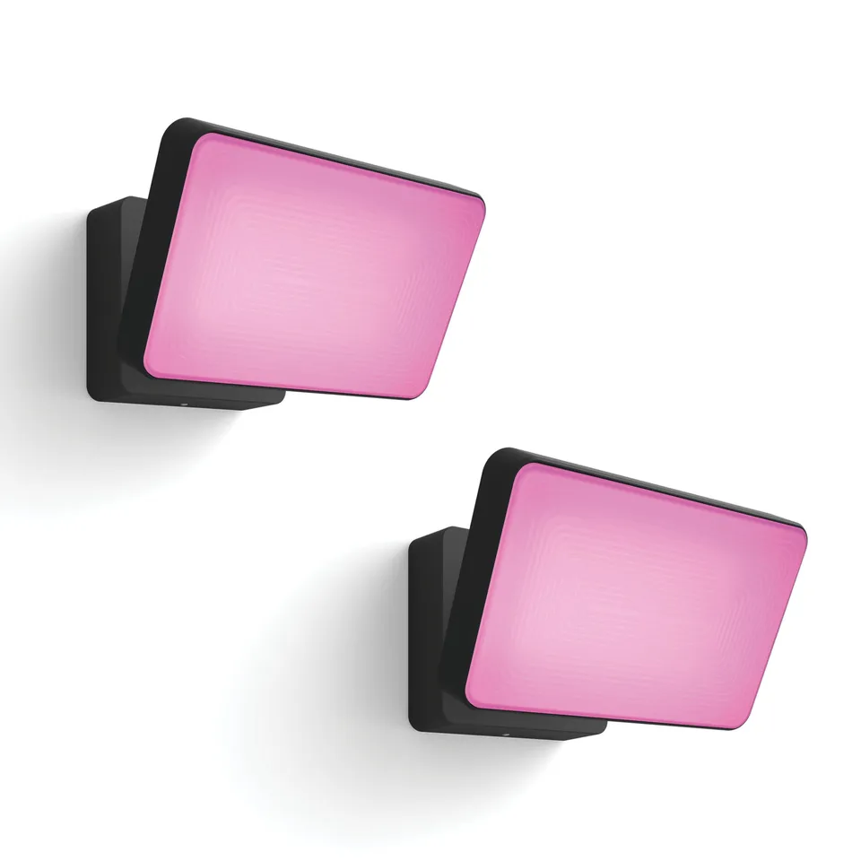 philips-hue-discover-2er-set-flutlichter-schwarz-led-au-enstrahler-wei-es-und-fa image 1