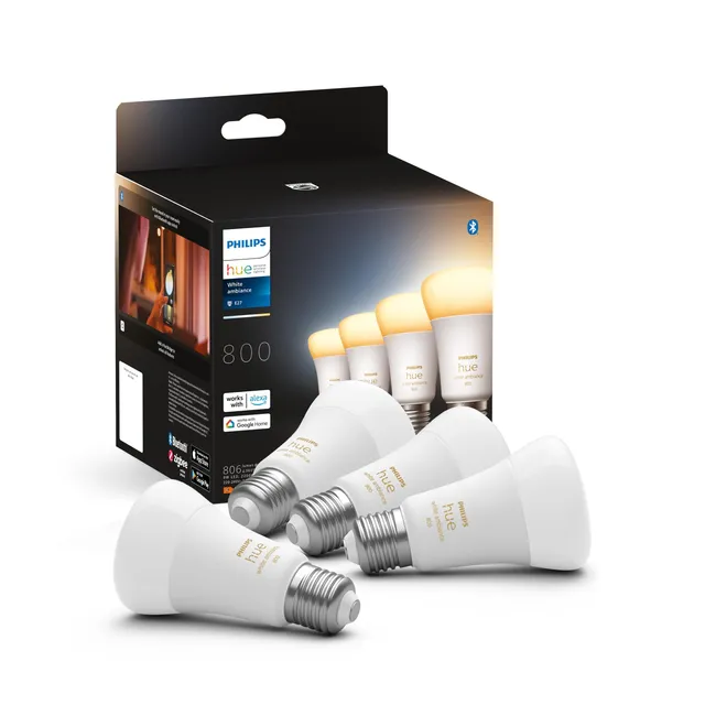 philips-hue-white-ambiance-e27-smarte-led-gl-hbirne-4er-pack-806-lm-warm-bis-k-h image 1