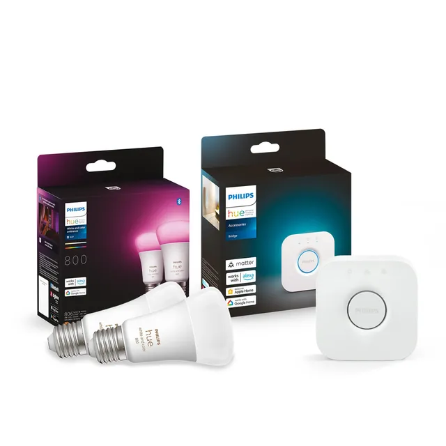 philips-hue-white-color-ambiance-led-e27-lampen-starter-set-2er-pack-800-lm-16-m image 1