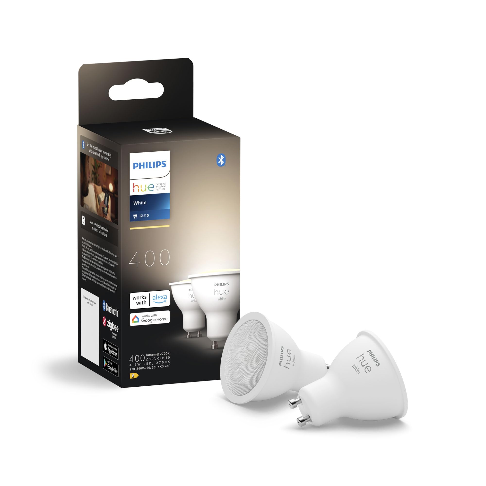 philips-hue-white-gu10-led-spot-1er-pack-400-lm-dimmbare-warmwei-e-smart-home-la image 1