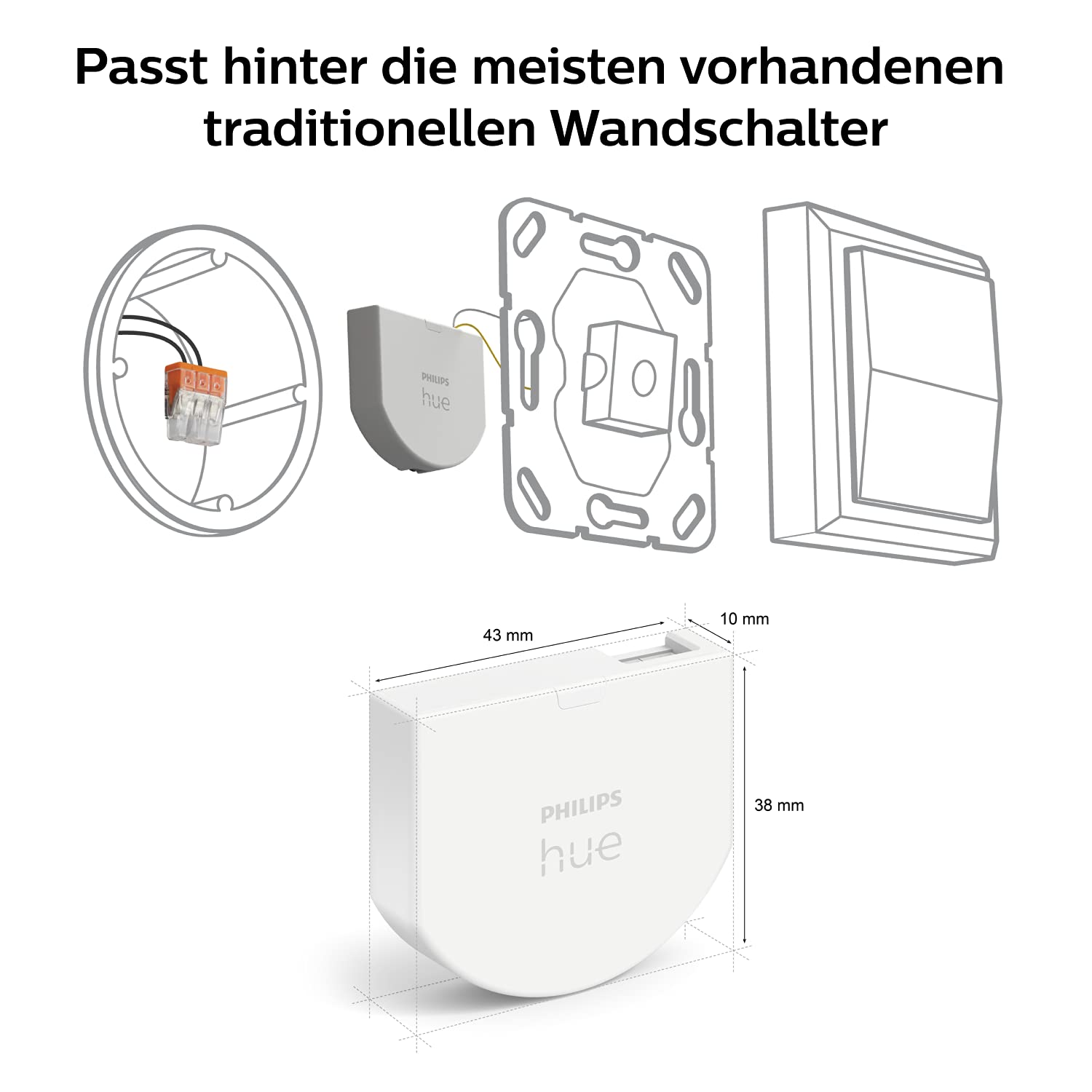 philips-hue-wandschalter-modul-einzelpack-hinter-bestehende-lichtschalter-montie image 2