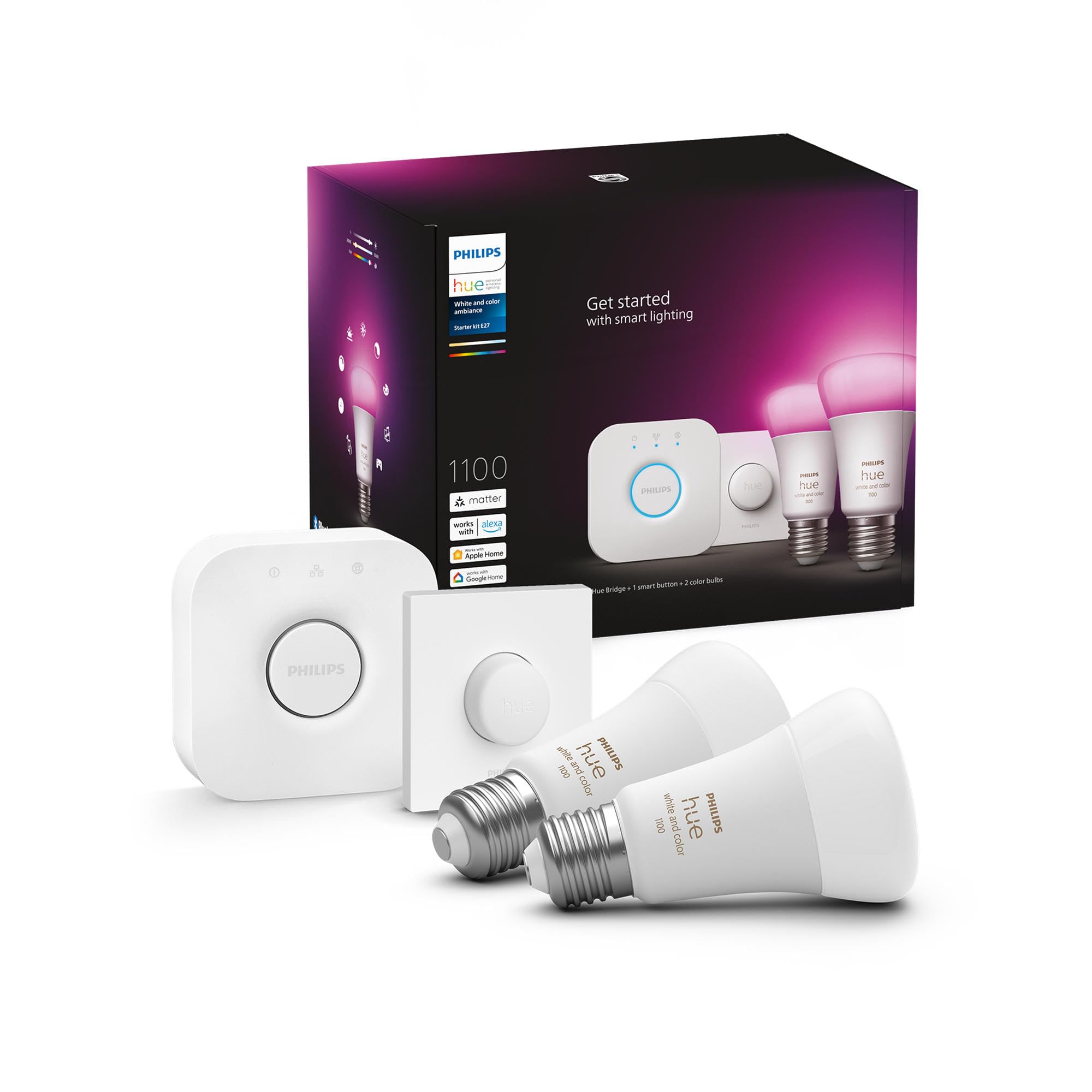 philips-hue-white-color-ambiance-starter-set-2x-e27-lampe-1-100-lm-smart-button- image 1