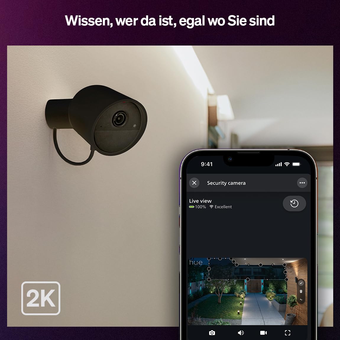 philips-hue-secure-kabelgebundene-berwachungskamera-2k-aufl-sung-innen-au-enkame image 2