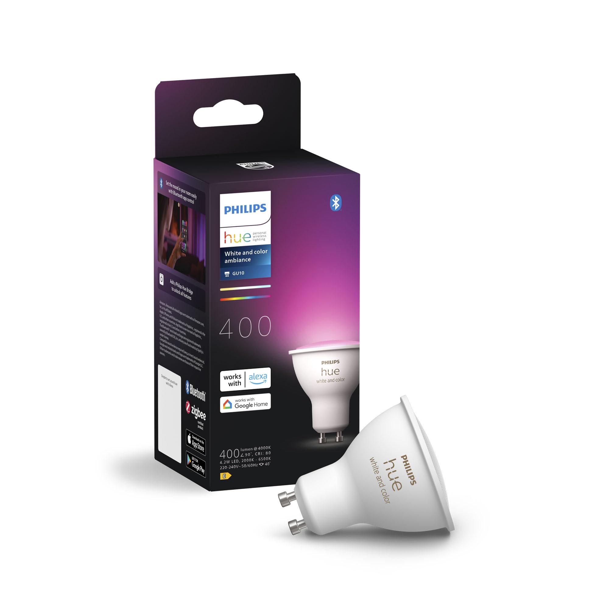 philips-hue-white-color-ambiance-gu10-led-spot-3er-pack-400-lm-16-mio-farben-mat image 8