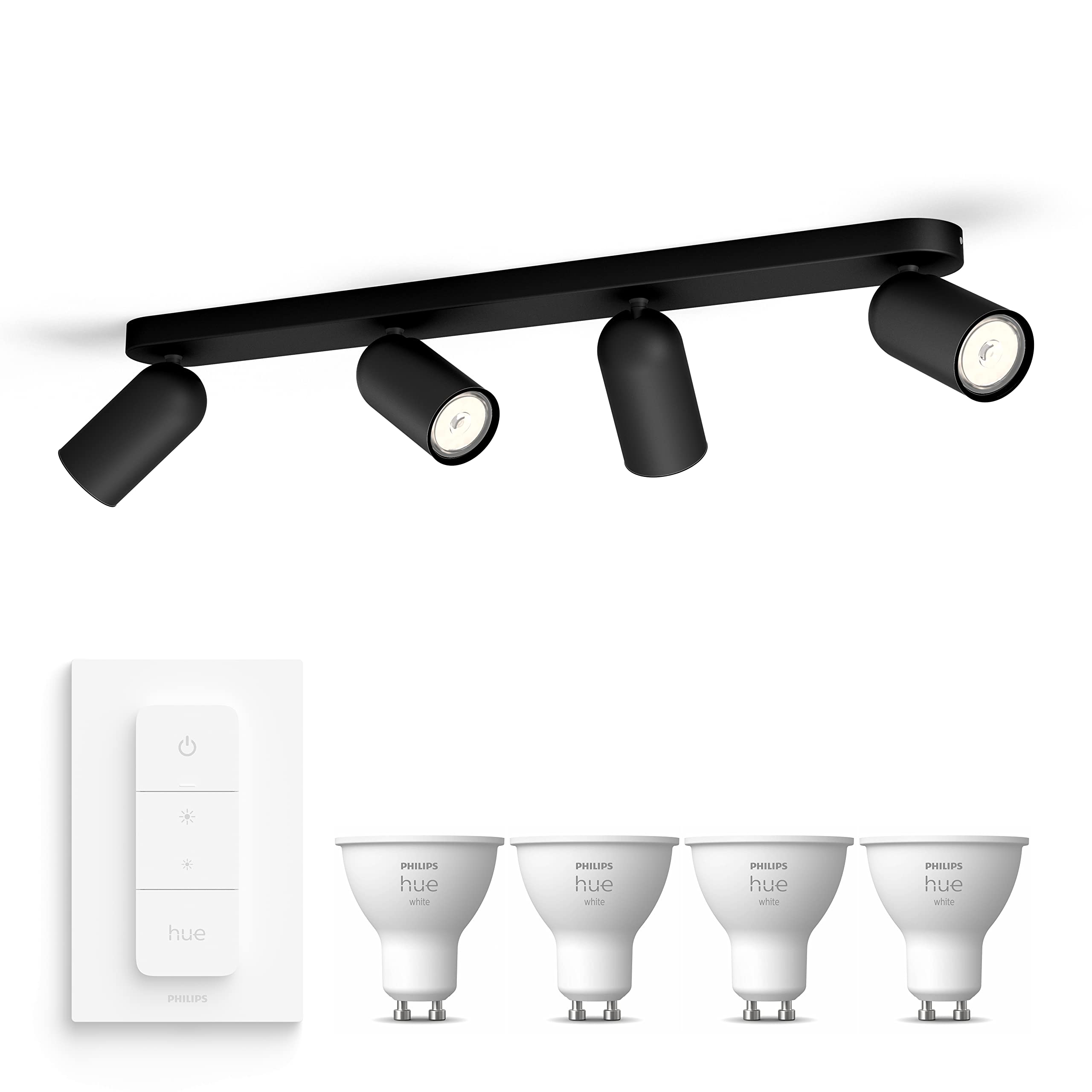 philips-hue-pongee-aufbaustrahler-schwarz-4-flammig-gu10-warmwei-inkl-hue-dimmsc image 1