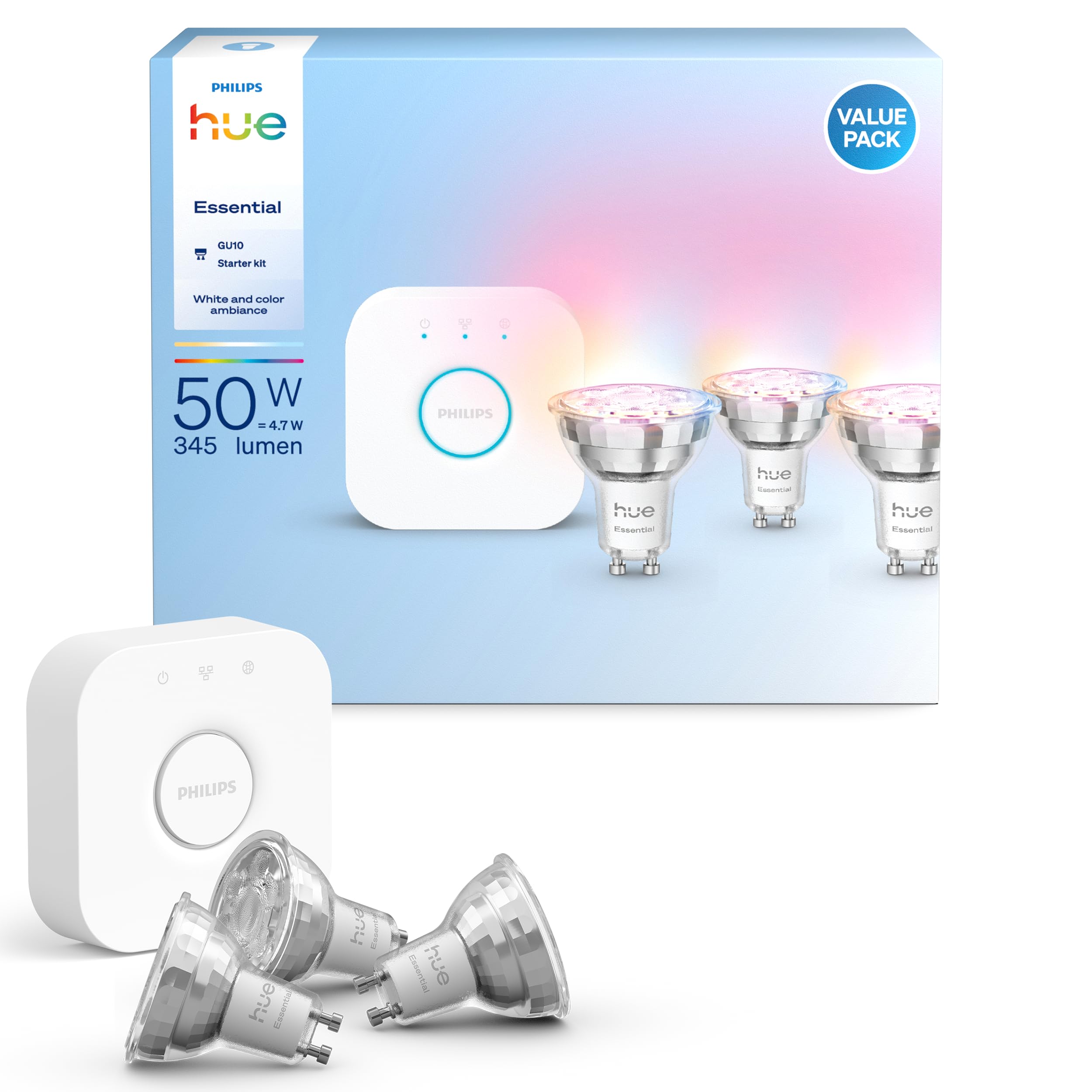 philips-hue-essential-starter-set-3x-gu10-spot-345-lumen-white-ambiance-inkl-hue image 1