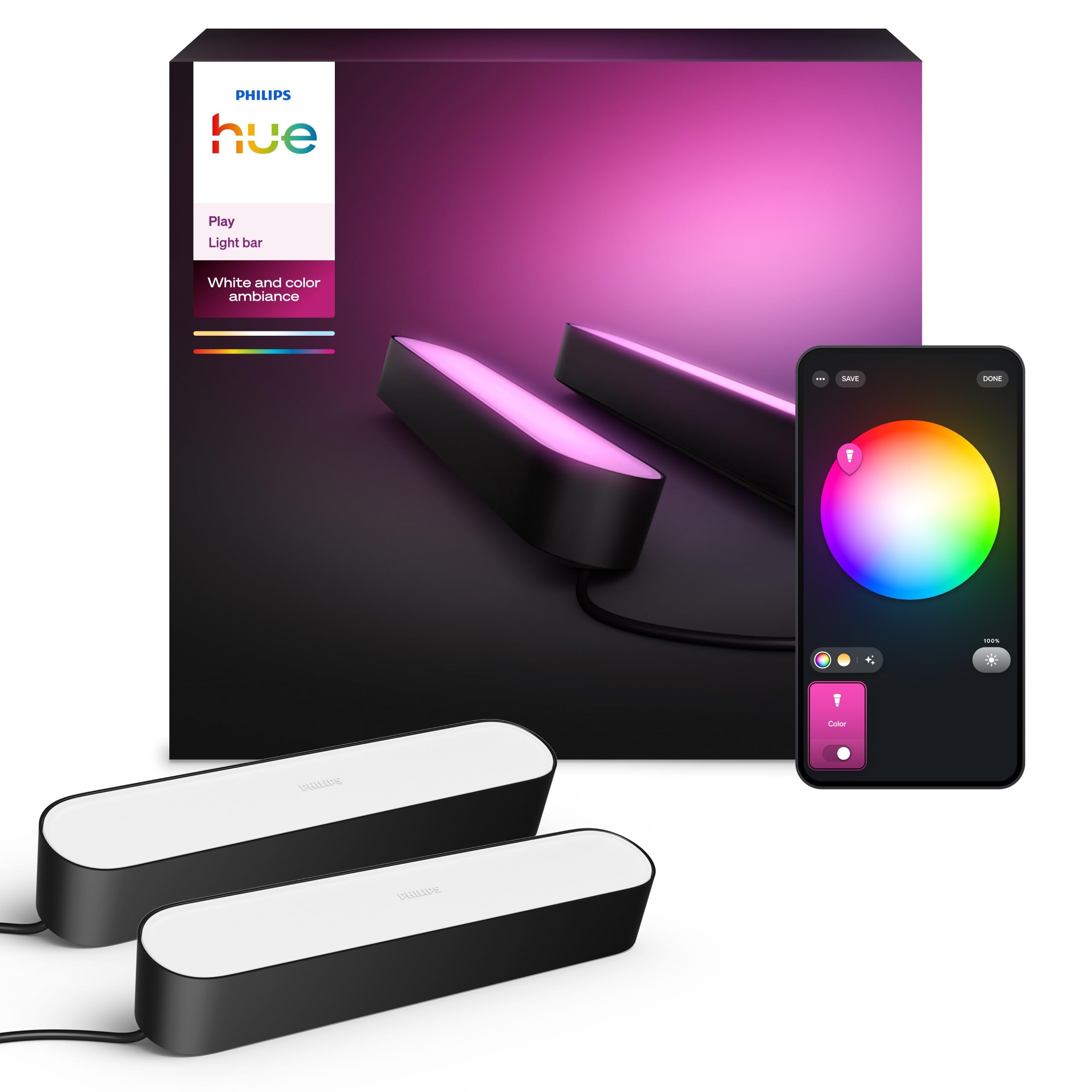 philips-hue-white-color-ambiance-play-lightbar-basis-set-2er-pack-500-lm-16-mio- image 1