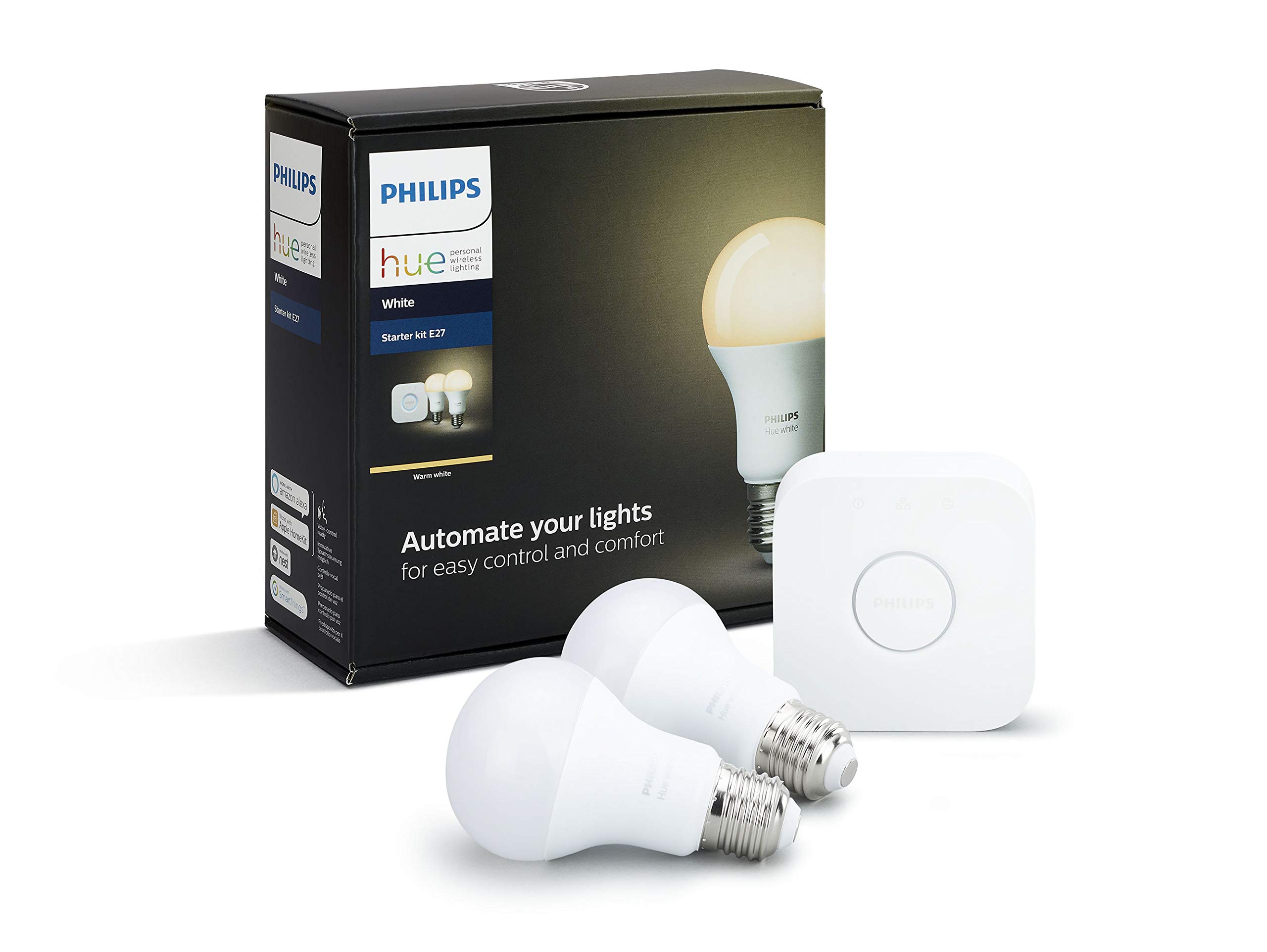 philips-hue-white-2x-e27-starter-set-inkl-hue-bridge-dimmbar-2700-k-warmwei-1050 image 1