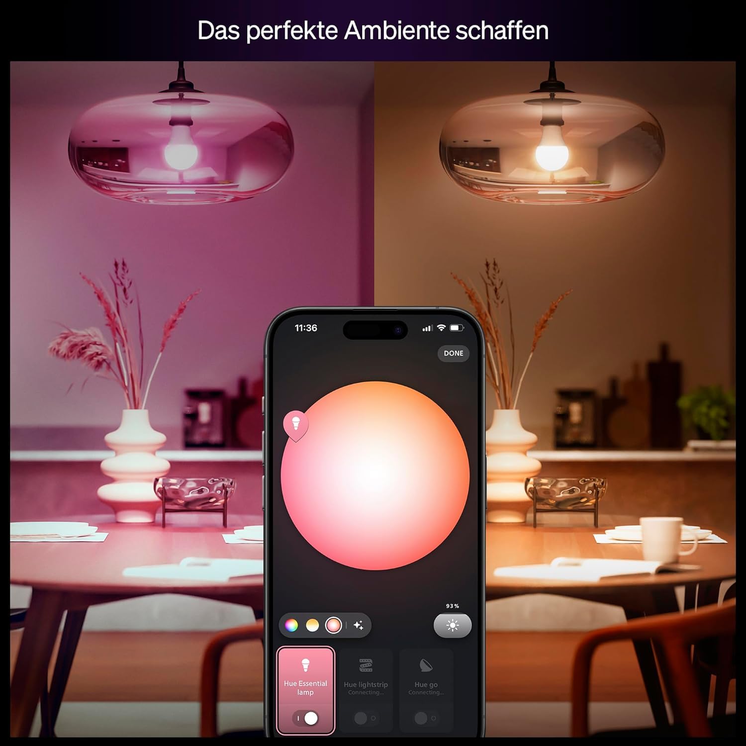philips-hue-essential-smart-led-a60-lampe-4er-pack-wei-es-und-buntes-e27-leuchtm image 4