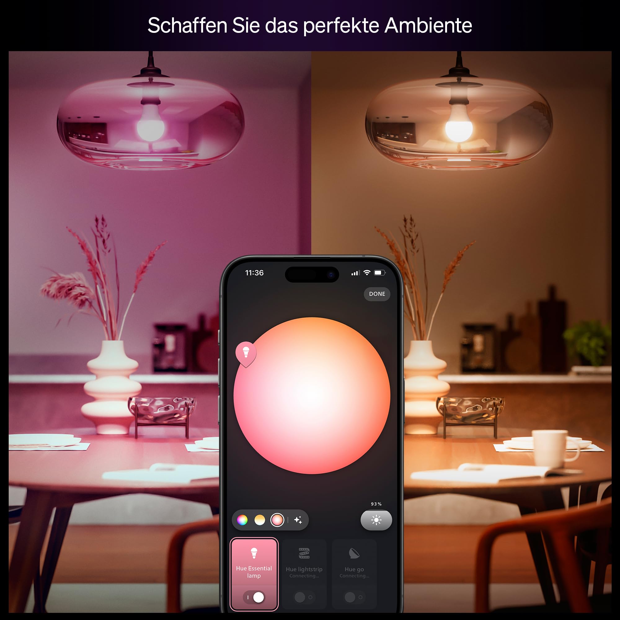 philips-hue-essential-starter-set-mit-hue-bridge-und-4x-e27-white-color-ambiance image 3