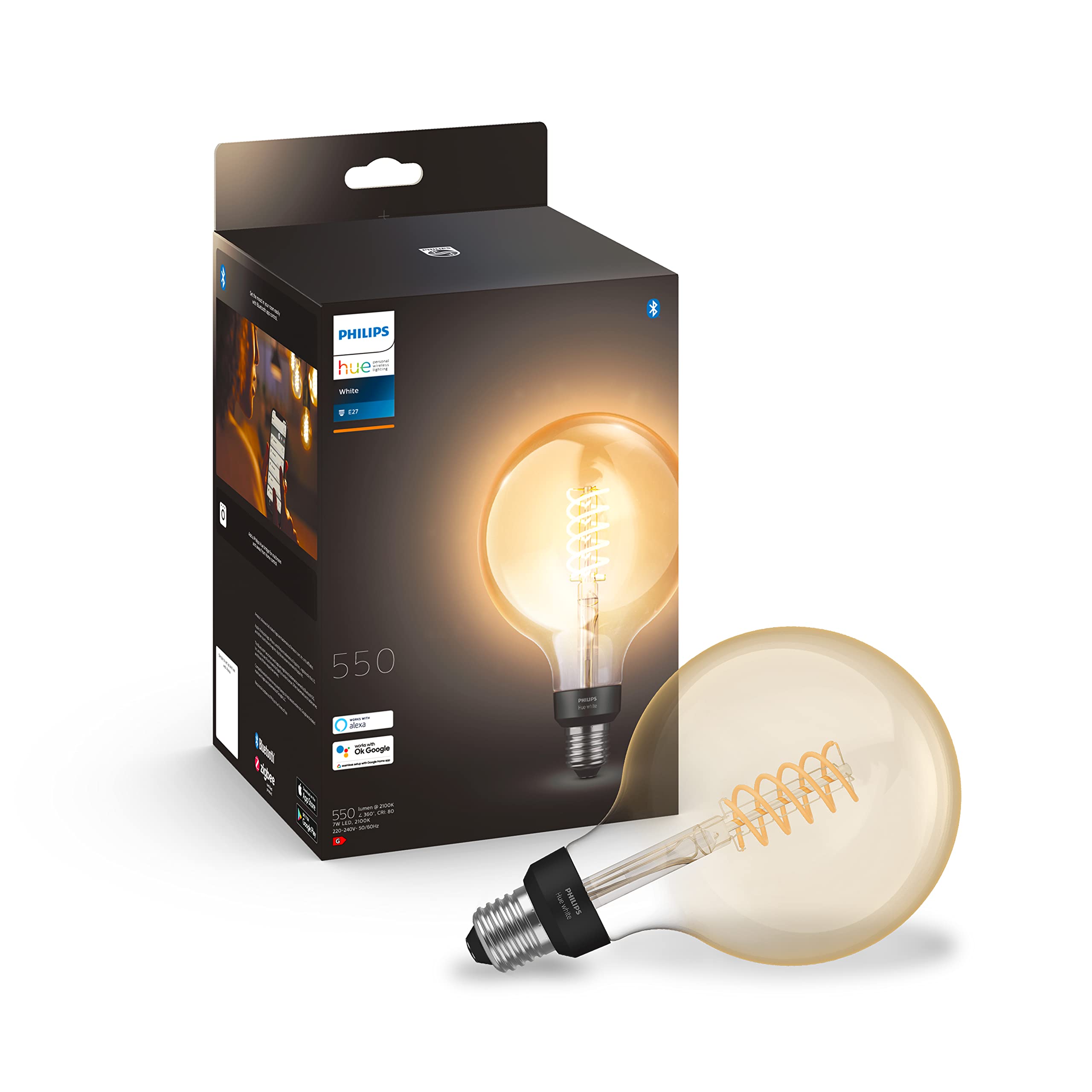 philips-hue-white-filament-vorteilspaket-e27-mit-2-filament-globe-lampen-g125-wa image 2