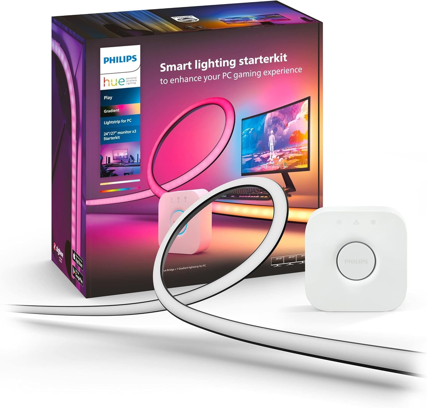 philips-hue-white-color-ambiance-play-gradient-lightstrip-f-r-pc-starter-set-mit image 1