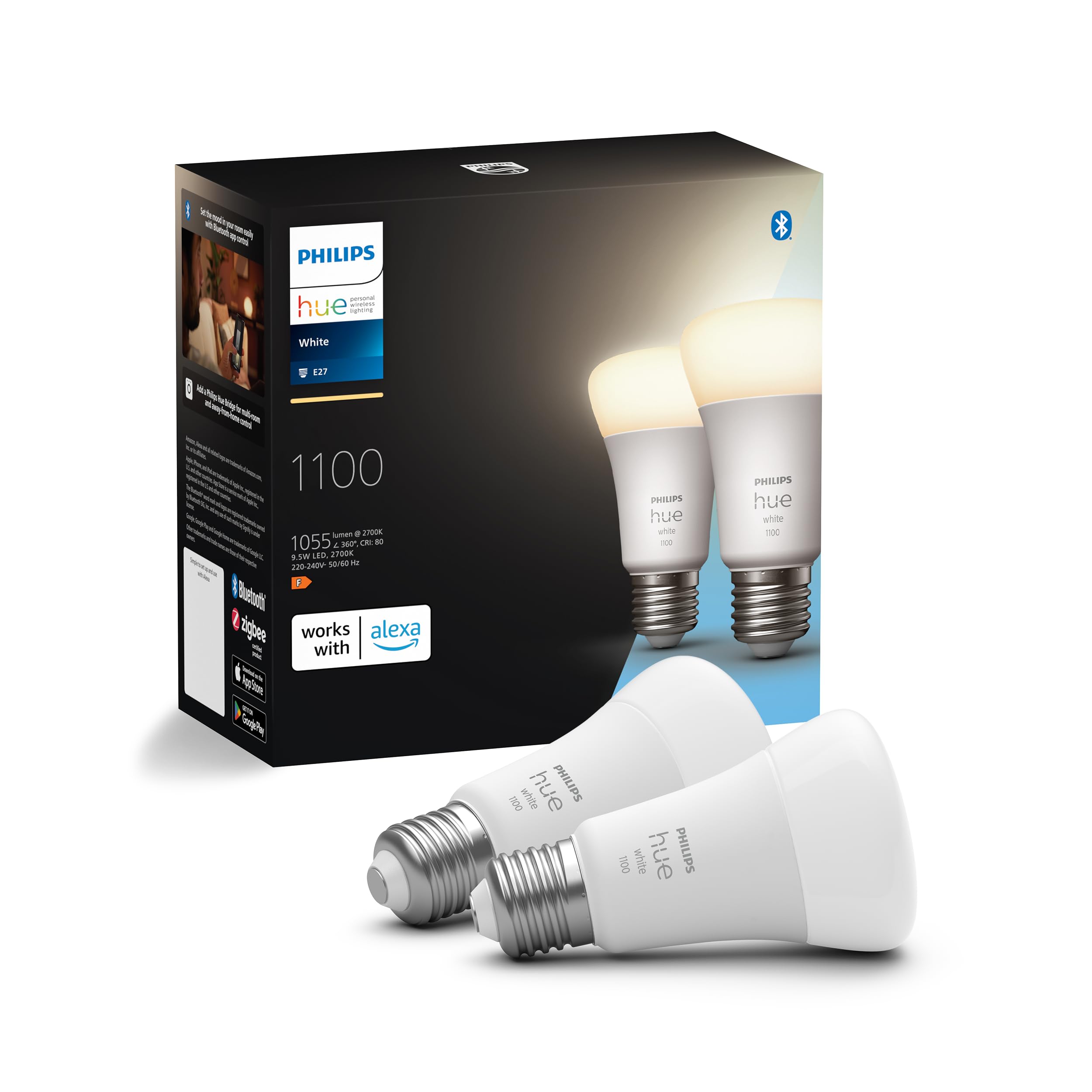 philips-hue-white-e27-doppelpack-2x-1-055-lm-dimmbar-warmwei-es-licht-app-steuer image 1