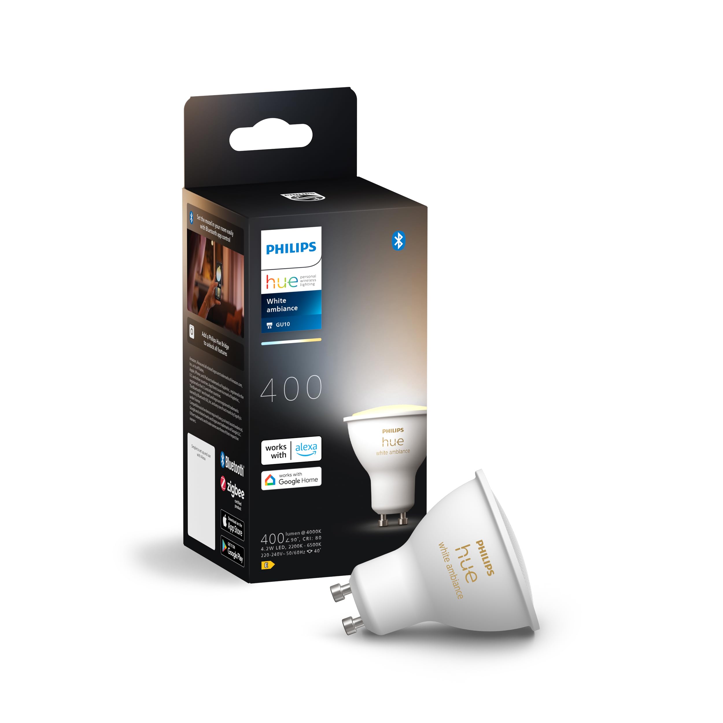 philips-hue-white-ambiance-starterkit-4x-gu10-spots-warm-kaltwei-inkl-hue-bridge image 2