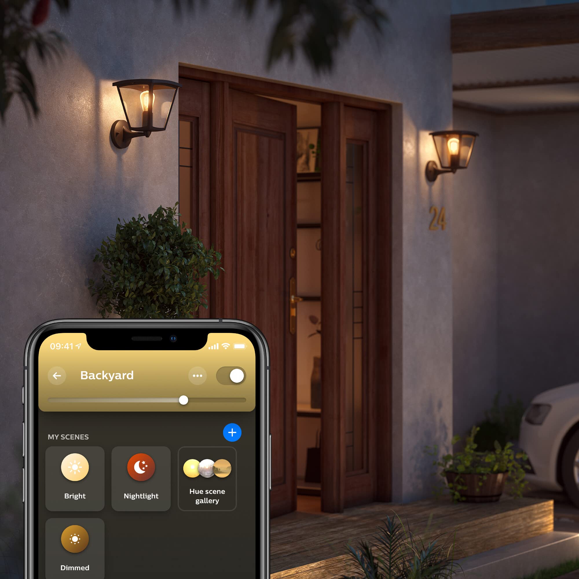 philips-hue-white-inara-wandleuchte-outdoor-schwarz-550-lm-warmwei-es-filamentli image 6