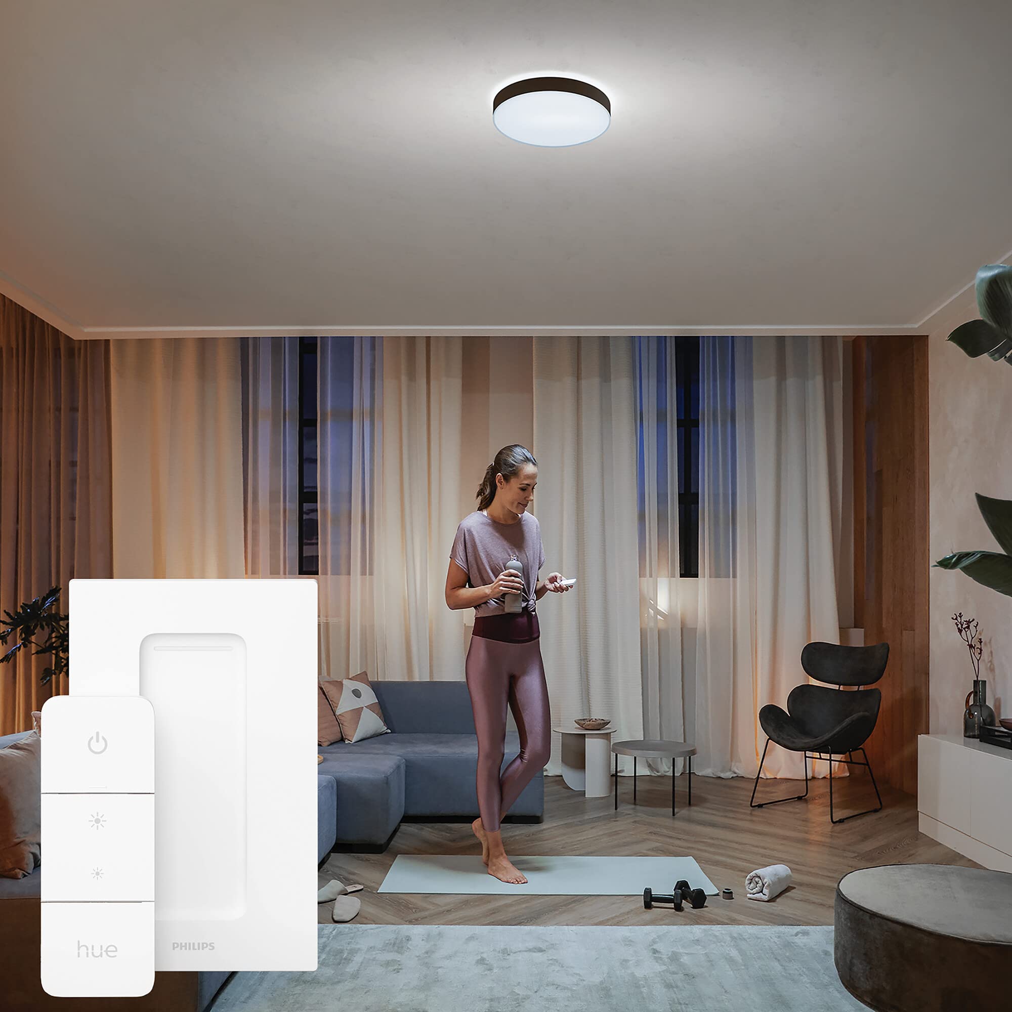 philips-hue-white-ambiance-enrave-deckenleuchte-l-schwarz-3300-lm-inkl-dimmschal image 2
