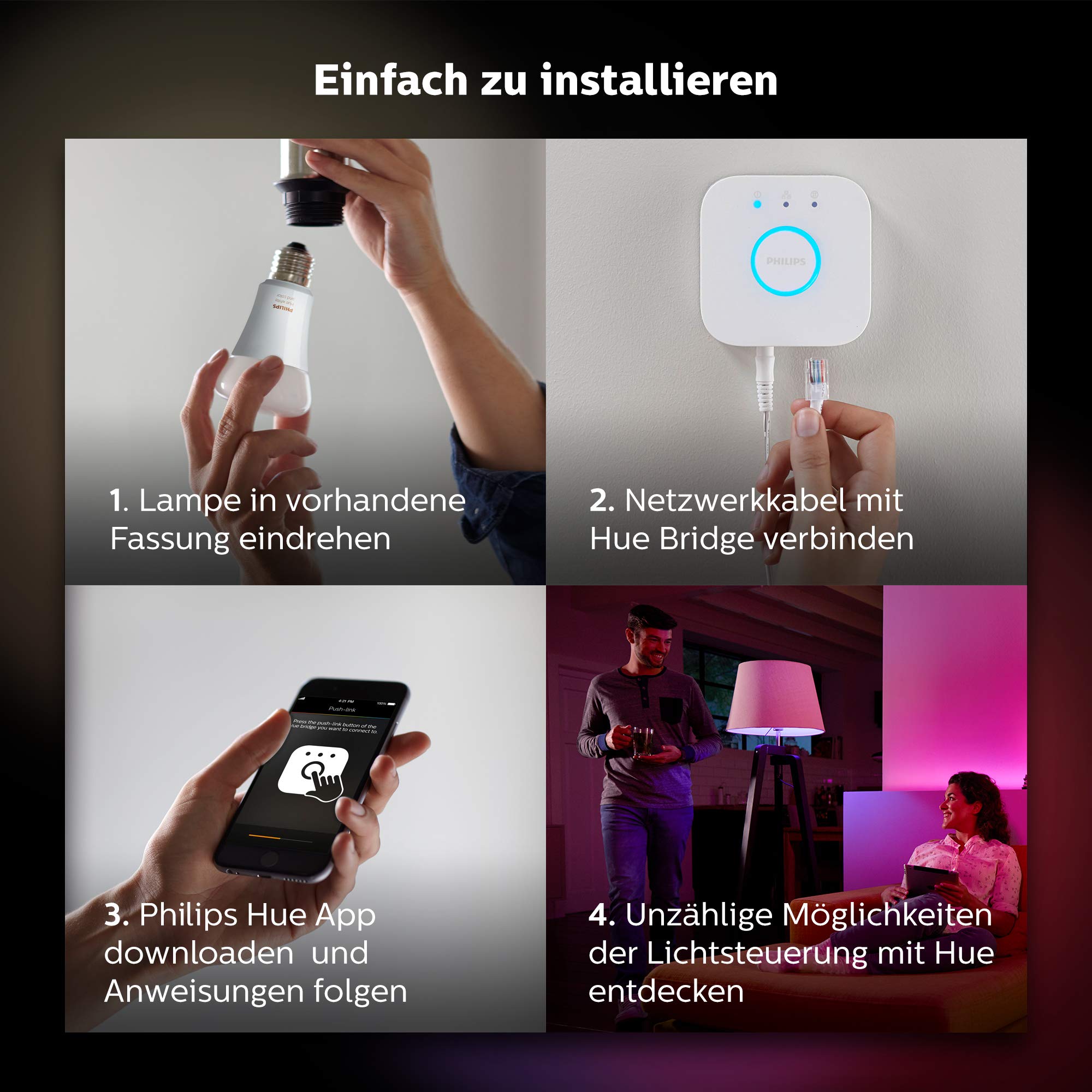 philips-hue-white-color-ambiance-e27-starter-set-2x800-lm-hue-bridge-16-mio-farb image 6