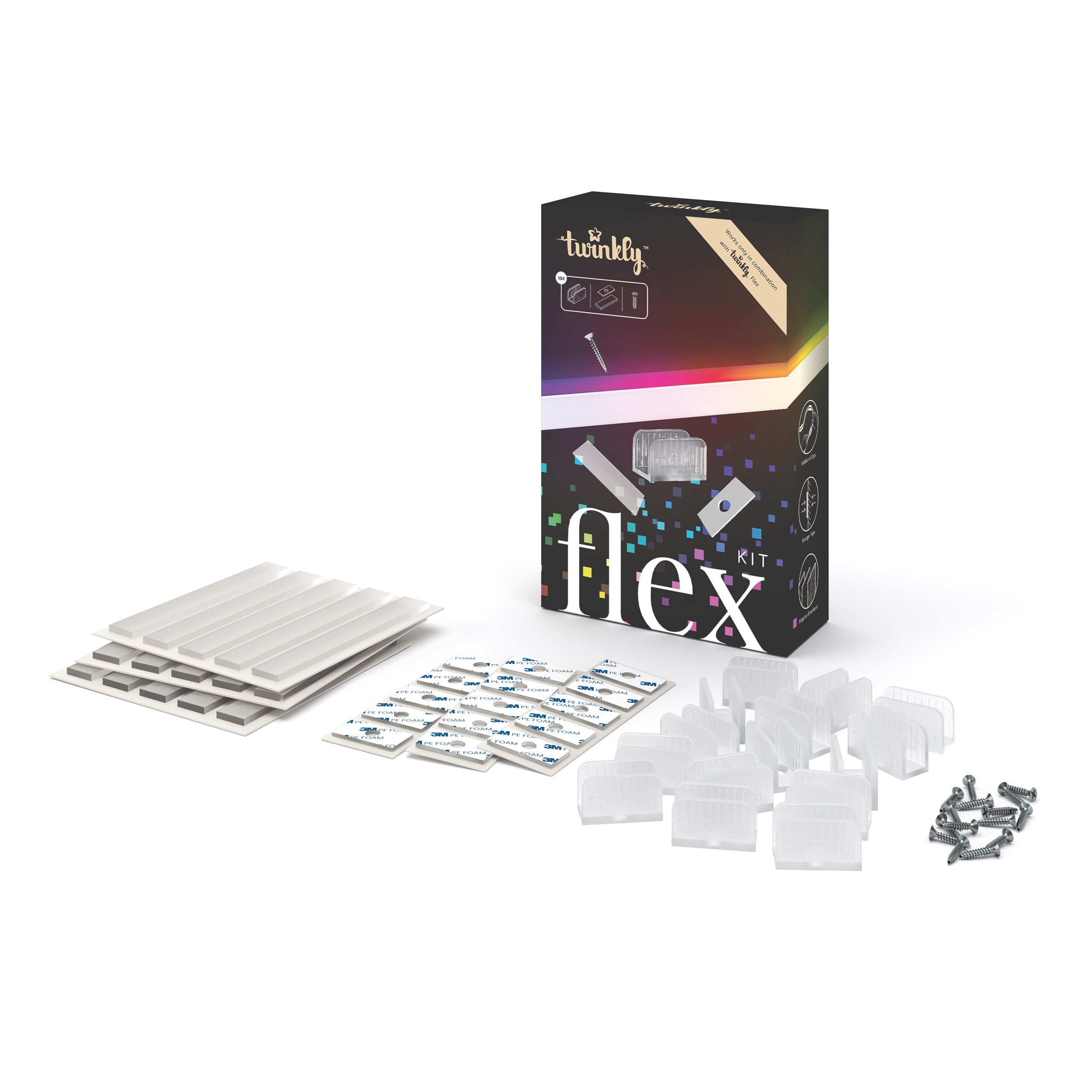 twinkly-flex-mounting-kit-15-teiliges-halterungs-set-mit-clips-schrauben-3m-kleb image 1